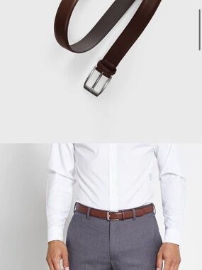 Leather Men's Belt in Dark Brown - Unbranded